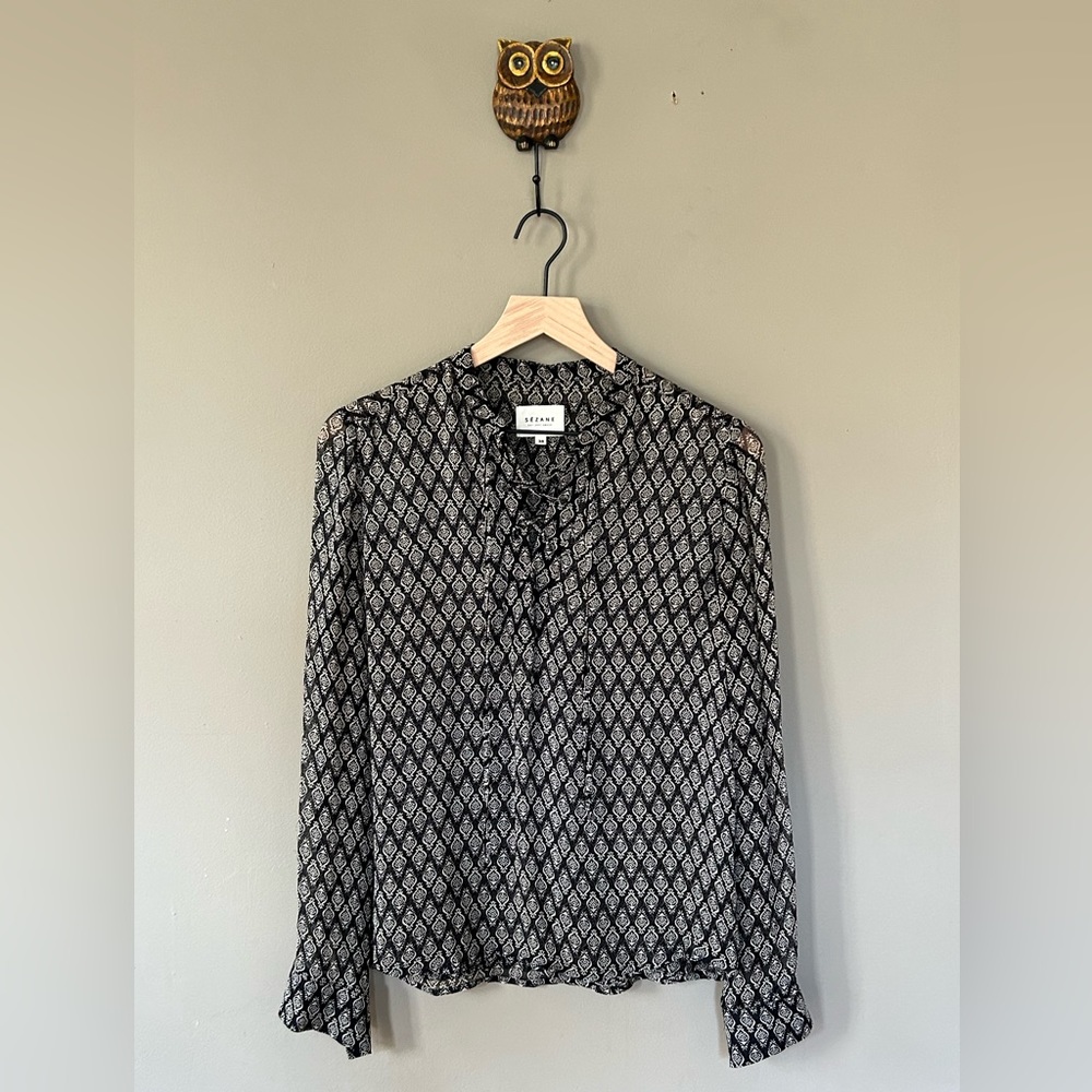 Sezane long sleeve print blouse 38